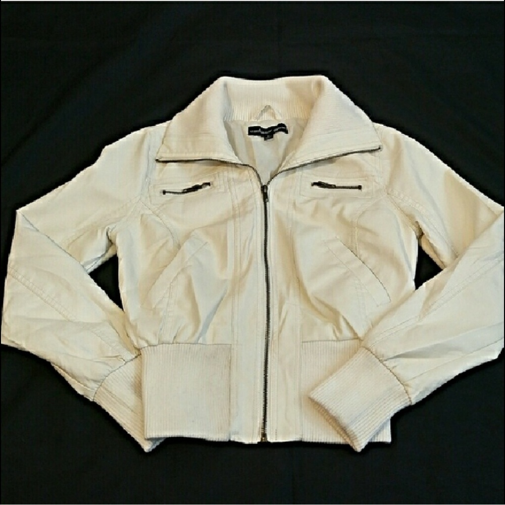 Creamy Off White Vegan Leather Moto Jacket
